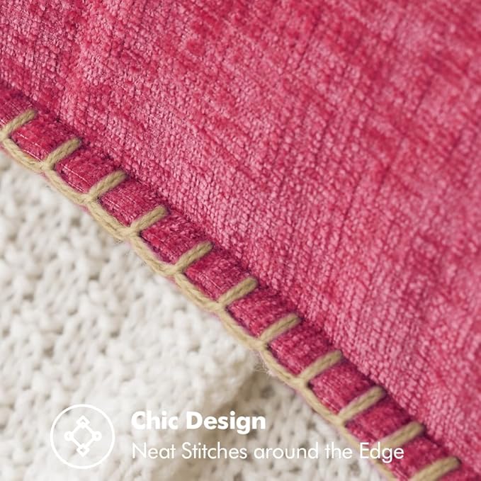 MIULEE Pack of 2 Couch Throw Pillow Covers 20x20 Inch Hot Pink Farmhouse Decorative Pillow Covers with Stitched Edge Soft Chenille Solid Dyed Spring Pillow Covers for Sofa Bed Living Room-Ruum Studio Home