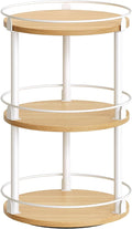 3-Tier Lazy Susan Organizer, Rotating Spice Rack, Spinning Organizer, Industrial Turntable Spice Rack Organizer for Cabinet, Kitchen Countertop, Pantry, White and Natural SR23WN-Ruum Studio Home