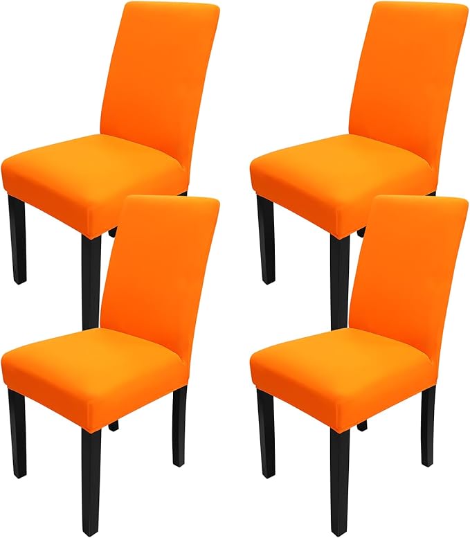 JQinHome Dining Chair Slipcover, High Stretch Removable Washable Chair Seat Protector Cover Set of 4,Chair Covers for Halloween Dining Room, Kitchen,Home Party,Wedding Ceremony(Orange, 4PC)-Ruum Studio Home