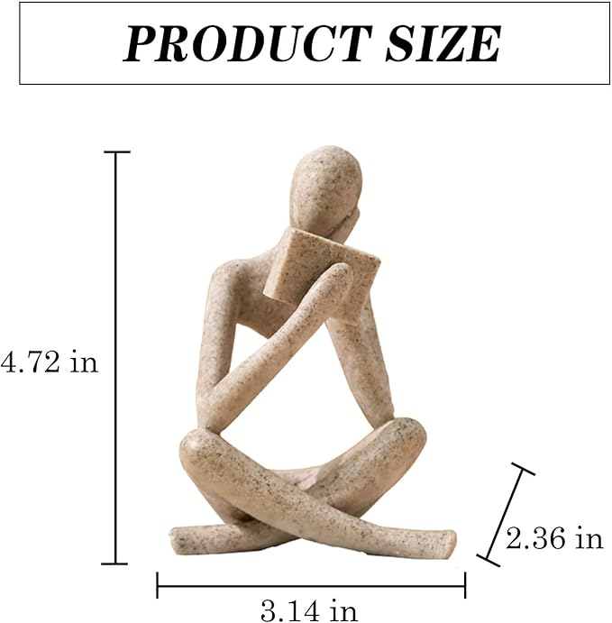 Bookshelf Decor Thinker Statue - Abstract Style Thinker Sculptures Modern Aesthetic Figurine Decoration Statues for Home Decor-Right Thinking-Sandstone-Ruum Studio Home