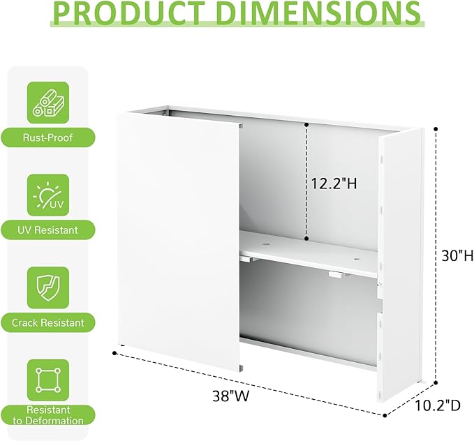 Planter Box Outdoor 38"W x 10.2"D x 30"H- Tall Rectangular Planters for Outdoor Patio/Porch, All-Weather with Anti-dumping Kit, Durable Galvanized Steel, Modern Design for Plants, Flower,Garden-Ruum Studio Home