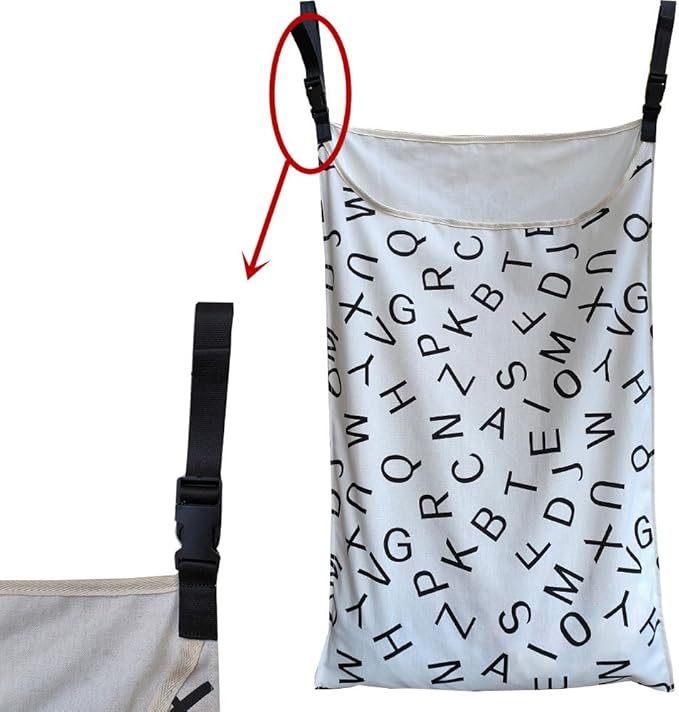 Adjustable Space Saving Door Hanging Laundry Hamper Bag Dorm Laundry Bag,Wide Open Top Over The Door Laundry Hamper with Free Hanging Hooks-Ruum Studio Home