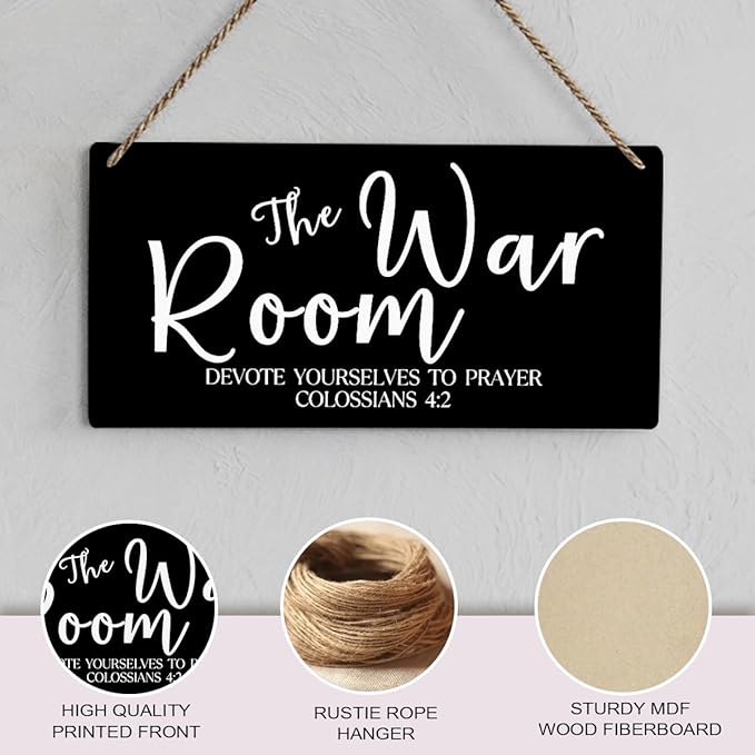 Black Decor Rustic War Room Decor Christian Bible Verse Wood Decoration Sign Regalos Cristianos Para Mujer Scripture Printed Wood Sign Wall Art Religious Gifts Faith Based Gifts-Ruum Studio Home