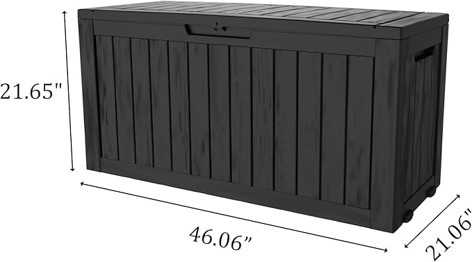 75 Gallon Double-Wall Resin Deck Box - Lockable Waterproof Outdoor Storage Box, 515lbs Capacity & Doubles as Seating for Patio Furniture - Garden Tools, Pool Accessories (Black)-Ruum Studio Home