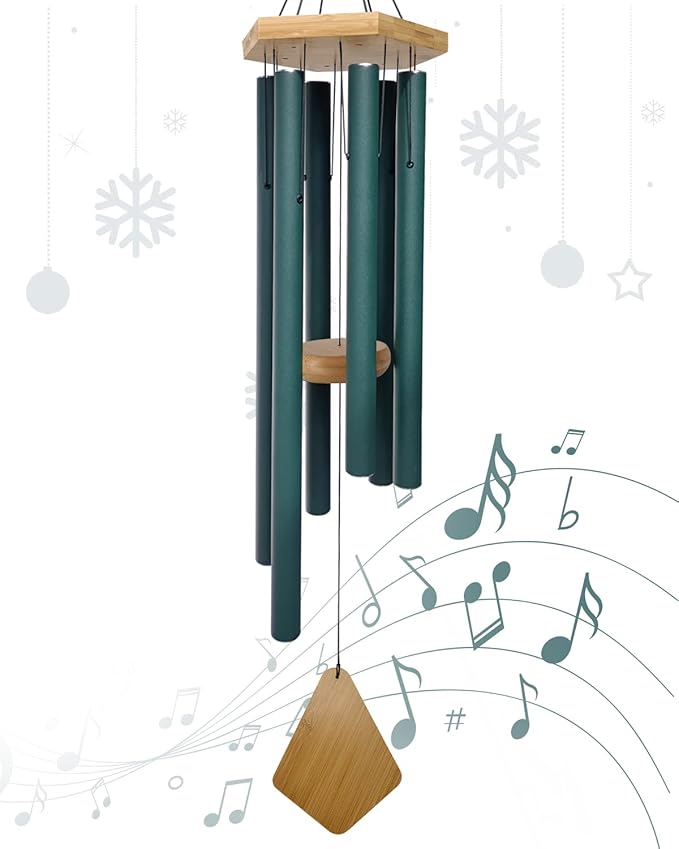 Wind Chimes Outdoor Deep Tone, Wind Chimes for Outside, Memorial Wind Chimes with Hook as Gifts for Mother's Day/Housewarming/Christmas, Patio, Garden, Yard, Home Décor. Green-Ruum Studio Home
