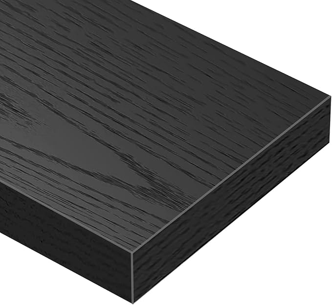 QEEIG Floating Shelves for Wall Bathroom Shelf Bedroom Kitchen Living Room Hanging Book Shelves Small Farmhouse Decor 16 inch Set of 3, Black (015-B3)-Ruum Studio Home