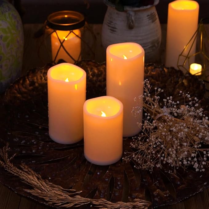 Homemory 8" x 4" Large Waterproof Outdoor Flameless Candles with Remote Control and Timer, Battery Operated Flickering LED Pillar Candles for Indoor Outdoor Lanterns, Porch, Long Lasting, Set of 2-Ruum Studio Home