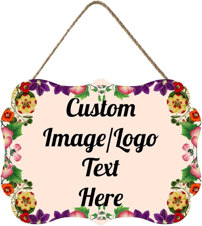 Personalized Wooden Welcome Sign Home Decor Customized Image/Text Hanging Sign Farmhouse Decorations for Home Office 11.2 * 8 Inch-Ruum Studio Home