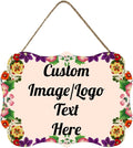 Personalized Wooden Welcome Sign Home Decor Customized Image/Text Hanging Sign Farmhouse Decorations for Home Office 11.2 * 8 Inch-Ruum Studio Home