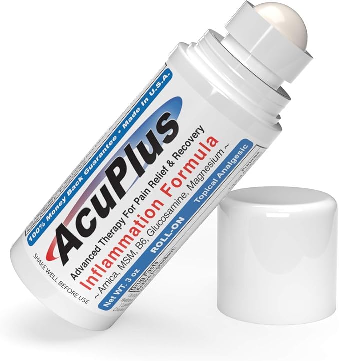AcuPlus - Pain Relief Roll On - Topical Anti Inflammatory to Soothe Muscles & Joints - Arthritis Pain Reliever, Bursitis, Tendonitis Cream - TSA Compliant, Convenient Roll On - 3 fl. oz. (Pack of 1)-Ruum Studio Home