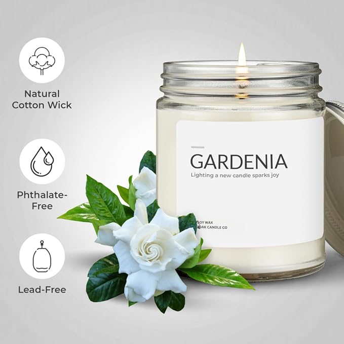 1OAK Soy Wax Scented Candles (Gardenia) - Long Burning Premium Hand-Poured (7oz.)-Ruum Studio Home