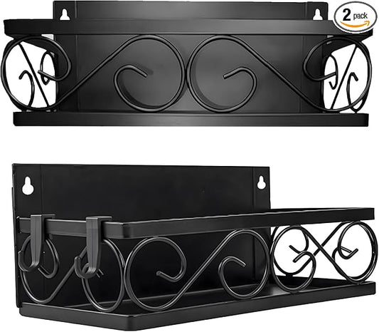 LEONARDLEE Magnetic spice Rack, Stronger Magnet with Wall Mount Option. 4 Removable Hooks, Perfect Space Saver for Kitchen- for Holding Spices, Jars, Bottle, cans (Pack of 2)-Ruum Studio Home
