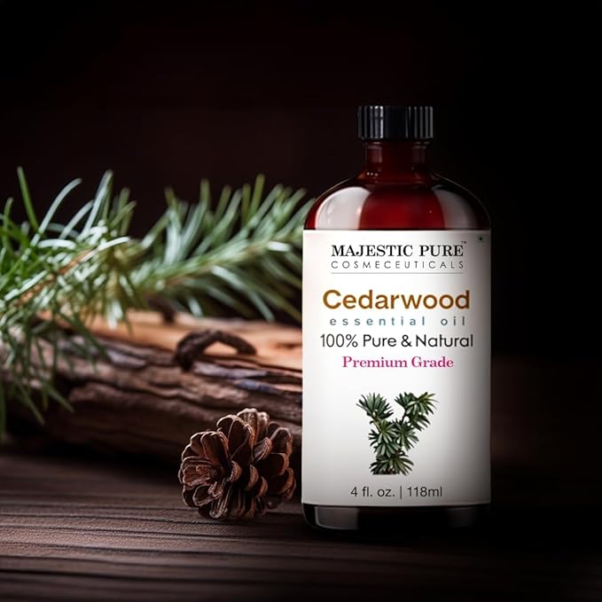 Majestic Pure Cedarwood Essential Oil with Glass Dropper - Huge 4 Fl Oz - 100% Pure and Natural Cedarwood Oil - Premium Grade Essential Oils for Diffuser, Aromatherapy, Soap and Candle Making-Ruum Studio Home