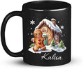 Personalized Christmas Gingerbread Black Cup, Christmas Gingerbread House Design Mug, Customized Name Christmas Coffee Cup 11oz 15oz, Custom Xmas Themed Ceramic Mug, Gift For Son Daughter-Ruum Studio Home