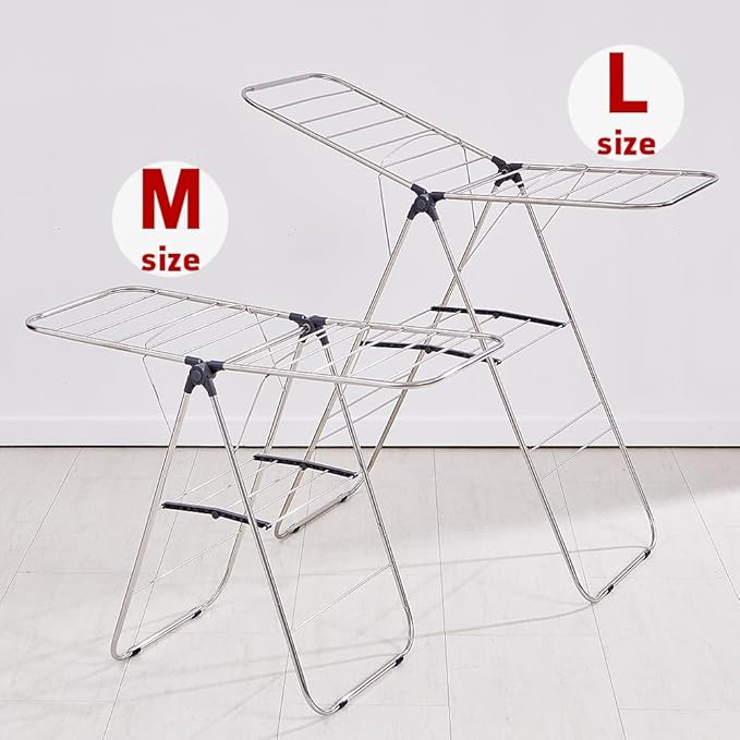 TRES BELLE 25NEW Stainless Steel Clothes Drying Rack(L)–Foldable,Lightweight,Anti-Slip Elastic Rods,Made in Korea,Indoor & Outdoor Use,Rust-Resistant,Towels Drying,Underwear,Baby Clothes–L Sizes-Ruum Studio Home