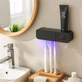 Smart Toothbrush Holder for Bathrooms, Toothbrush Cleaner Wall Mounted, Automatic Toothpaste Dispenser for Equipped with 3 Slots (Black)-Ruum Studio Home