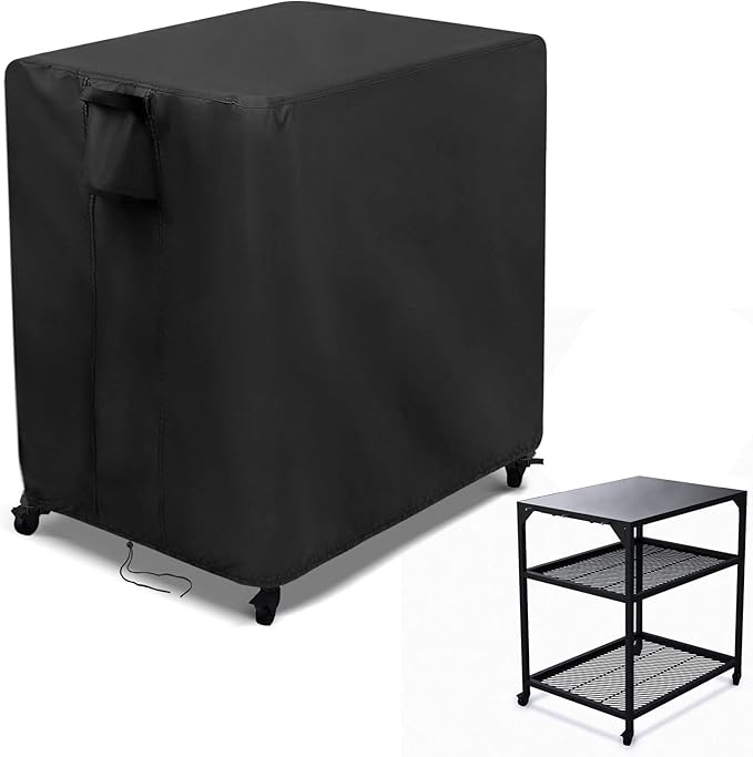 Kingling Outdoor Pizza Oven Table Cover for Ooni Medium Table, Waterproof Outdoor Grill Prep Table Cover Pizza Oven Stand Cover - 32''L x 24''W x 35''H(Black)-Ruum Studio Home