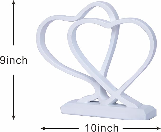 White Heart Sculpture for Living Room Decor Heart Decoration Gift for Her and Him Love Wedding Anniversary Couples Gift Modern Heart Statue for Home Coffee Table Dining Table Centerpiece Birthday-Ruum Studio Home