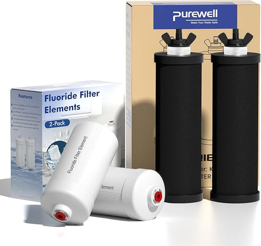Purewell 8-Stage PF-3&FL-2 Purification Elements Set, Replacement Filters for ProOne® and Berkey® Filters, ProOne® Big+ or Berkey® Big+ Water Filter System and Purewell System (4 Pack, K Series)-Ruum Studio Home