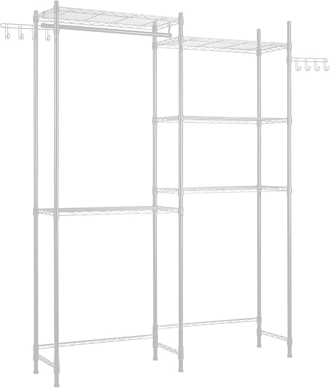 VEVOR Over The Washer and Dryer Storage Shelf, 5 Tier Laundry Room Drying Rack with Hanger Rod and Hooks, Adjustable Over Washer and Dryer Shelves, Laundry Room Shelf Storage Space Saver, White-Ruum Studio Home