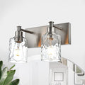 BONLICHT Modern Bathroom Light Fixtures in Brushed Nickel Finish, 2 Light Industrial Indoor Wall Sconce Farmhouse Vanity Lighting Over Mirror with Hammered Glass Contemporary Hallway Wall Mount Lamp-Ruum Studio Home