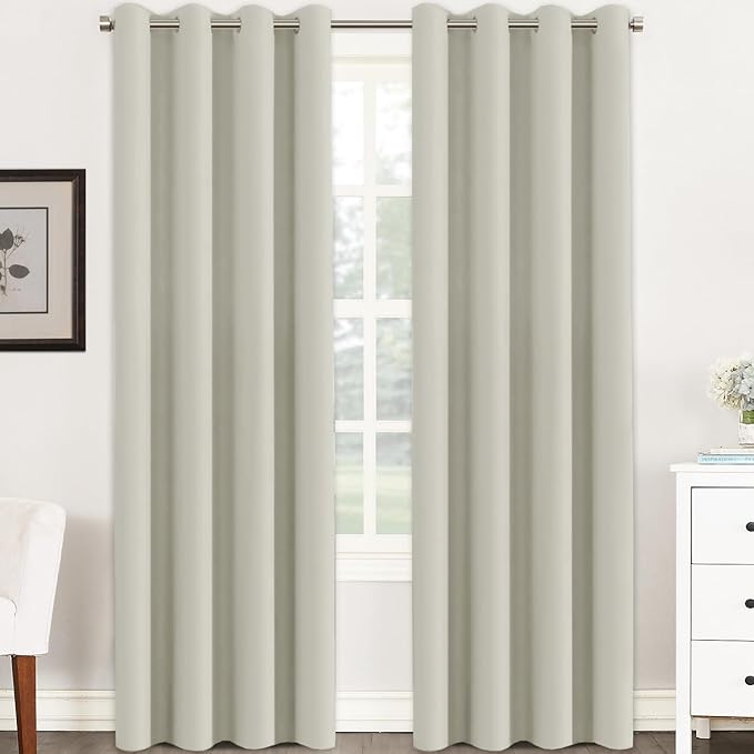 H.VERSAILTEX Room Darkening Curtains for Living Room Light Reducing Thermal Insulated Window Treatment Panels/Drapes Grommet Top 2 Panels (Pale Oak - 52 x 84 Inches)-Ruum Studio Home