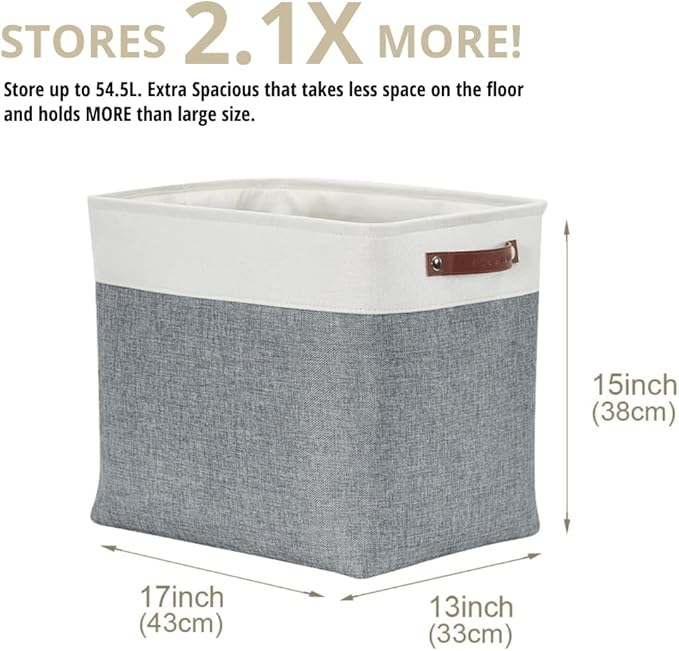 DECOMOMO Extra Large Storage Baskets 54.5L Fabric Storage Bins for Organizing Linen Closet, Toys, Nursery (Slate Grey and White, XXXL - 3 pack)-Ruum Studio Home
