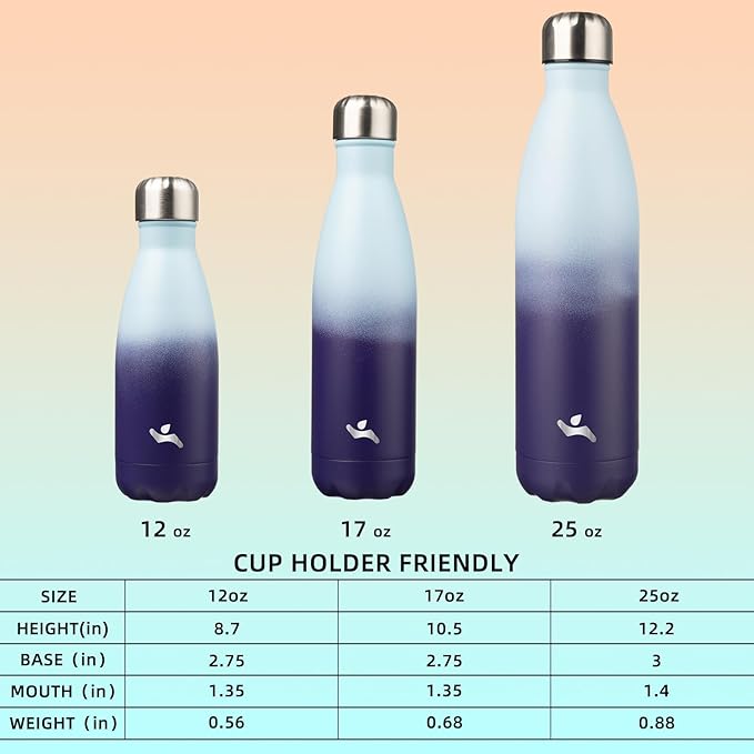 Insulated Water Bottles,12 oz Double Wall Stainless Steel Vacumm Metal Flask for Sports Travel,Ocean Dream-Ruum Studio Home