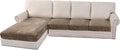 H.VERSAILTEX Velvet Stretch Sectional Couch Covers 4 Pieces Sofa Seat Cushion Covers L Shape Separate Couch Cover for Both Left/Right Sectional Couch (Large Sofa 3 Seater + 1 Chaise, Mocha)-Ruum Studio Home