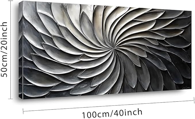 LASMOND Abstract Black and White Wall Art for Living Room Modern Canvas Print Painting Lines Flower Floral Large Artwork Bedroom Home Office Wall Décor (40x20 Inches)-Ruum Studio Home