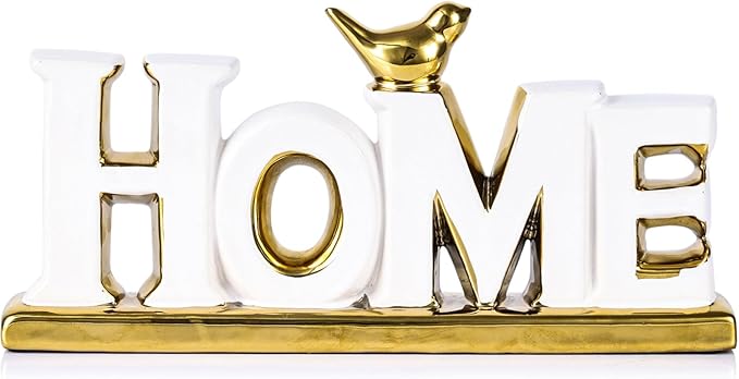 XMGZQ White and Gold Decor for Living Room Bedroom Bookshelf Coffe Table, Home Sign Aesthetic Statues Boho Wedding Accents Decorations, Knick Knacks Home Decor for Shelves,Living Room,Bedroom,Desktop-Ruum Studio Home