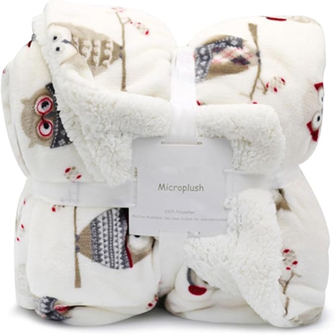UKELER Owl Sherpa Fleece Blanket Queen Size 80''×90''- Ultra Soft Cozy Flannel Blanket for Bed/Couch/Sofa/Office/Camping, Great Gift for Women's Day,Mother's Day,Father's Day,Thanksgiving,Christmas-Ruum Studio Home