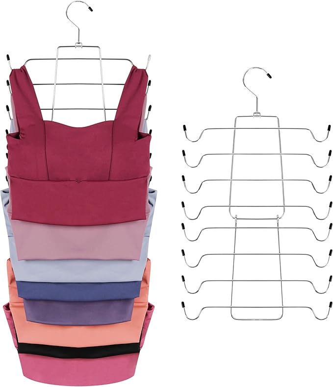 ZEDODIER Tank Top Hanger, Space Saving Bra Hamgers, Non-Slip Hanging Sport Bras Holder, Closet Organizers and Storage for Camisoles Tank Tops Bras Ties Swimsuits Strappy Dress, Silver-Ruum Studio Home