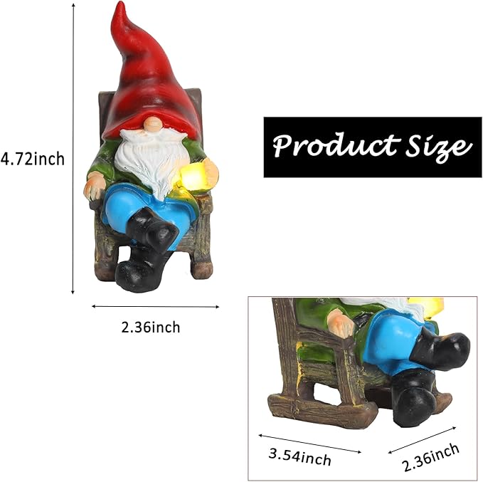 Solar Gnomes Decor Outside Mini Gnome Figurines Outdoor Solar Porch Patio Garden Miniatures Gnomes Decor Gift for Women Grandma Mother's Day Birthday-Ruum Studio Home