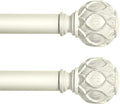 White Farmhouse Curtain Rods for Windows:Heavy Duty Adjustable Curtain Rod for Bedroom Living Room,Boho Decorative Rustic Drapery Rods with Vintage Coastal Finials,Antique White 2 Pack 18-45"-Ruum Studio Home