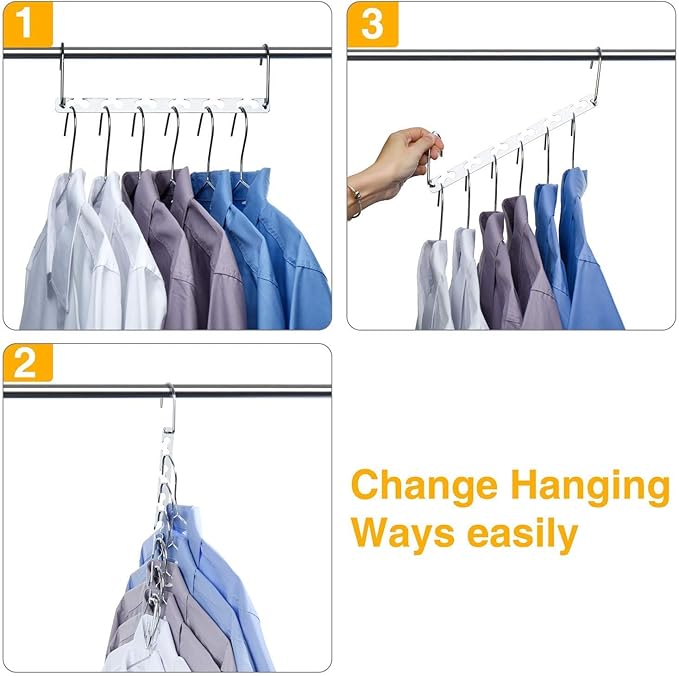 HOUSE DAY Space Saving Hangers for Clothes 4 Pack, Heavy Duty Hanger Organizer | 30 Lbs Capacity |, Metal Magic Hanger, Sturdy Multi Hangers, Closet Space Saver Closet Organizers and Storage-Ruum Studio Home