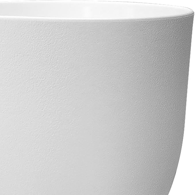 12/10/9 inch Large Plant Pots, 3 Pack Modern Decorative Plastic Planters with Drainage Holes and Saucers, Flower Pots for Indoor Outdoor Plants, White-Ruum Studio Home