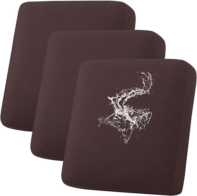 hyha Waterproof Couch Cushion Covers, Stretch Sofa Couch Seat Slipcover for Dog Washable, Non-Slip Waterproof Outdoor Cushion Covers for Patio Furniture Replacement (3 Pieces, Chocolate)-Ruum Studio Home
