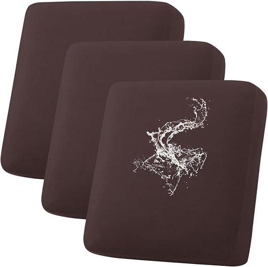 hyha Waterproof Couch Cushion Covers, Stretch Sofa Couch Seat Slipcover for Dog Washable, Non-Slip Waterproof Outdoor Cushion Covers for Patio Furniture Replacement (3 Pieces, Chocolate)-Ruum Studio Home