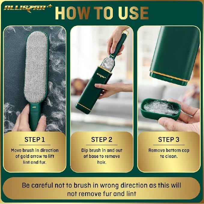 Pet Hair Remover, Lint Remover, Lint Brush for Clothes, Furniture, Carpets, Car Seats. Cat Hair Remover. Dog Hair Remover Laundry. Double-Sided. Reusable. Self-Cleaning Base. ALLISTAR (Forest Green)-Ruum Studio Home