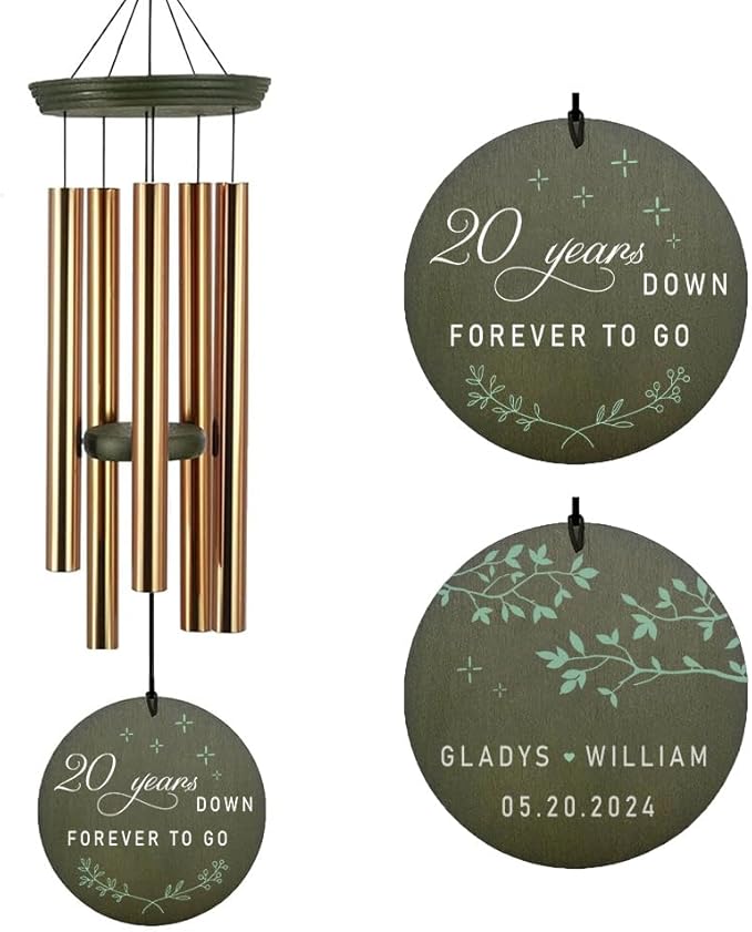 ASTARIN Personalized 20th 50th Anniversary Wind Chime, Happy Anniversary Wedding Valentine's Day Gift for Wife Husband Men Women Sister, Golden Keepsake Decorations for Parents Couples-Ruum Studio Home