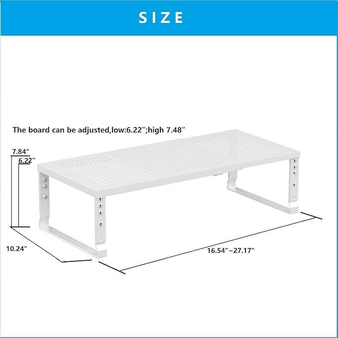 Expandable,Adjustable & Stackable Spice Rack, Cabinet Kitchen Countertop Shelf Organizer,Metal Pantry Storage Shelves - Space-Saving Storage Solution(1Pack/White/Large)-Ruum Studio Home