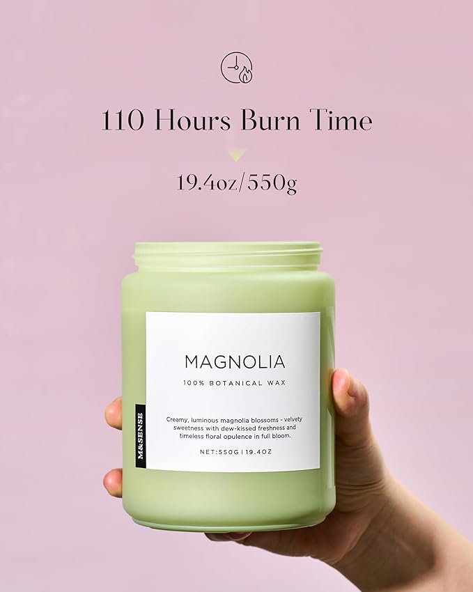 M&SENSE Magnolia Jasmine Romantic Scented Candle, 19.4oz 110 Hours Long Lasting Clean Non Toxic All Natural Soy Wax Candle for Relaxing & Stress Relief, 2 Wick Home Fragrance Gifts for Home Decor-Ruum Studio Home
