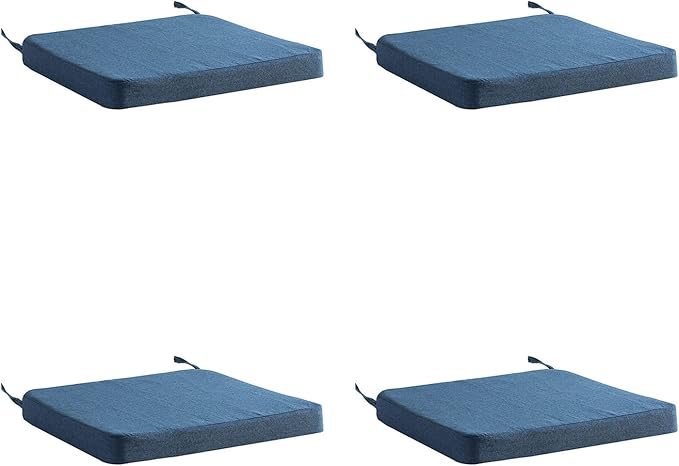Chair Cushion for Dining Chairs with Ties 4 Pack Non Slip Memory Foam Kitchen Room Chair Pads for Outdoor Patio Furniture 17x16 Inch, Navy Blue-Ruum Studio Home