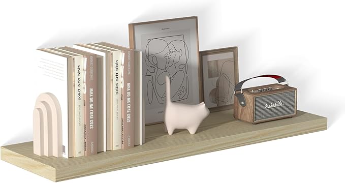 40 Inch Floating Shelf 1 Pack Large Floating Shelves for Wall No Drilling Accessories Included Deep Wall Shelves for Living Room Kitchen Farmhouse 40" W x 12" D x 1.2" Oak-Ruum Studio Home