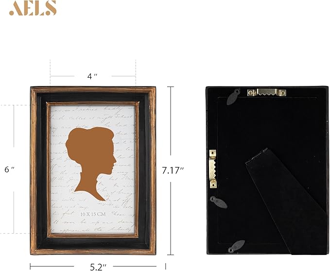 AELS 4x6 Inch Vintage Picture Frame, Elegant Luxury Antique Photo Frames with Glass Front, Photo Display, Tabletop Wall Hanging, Gift Ideas, Pearl Pattern-Ruum Studio Home