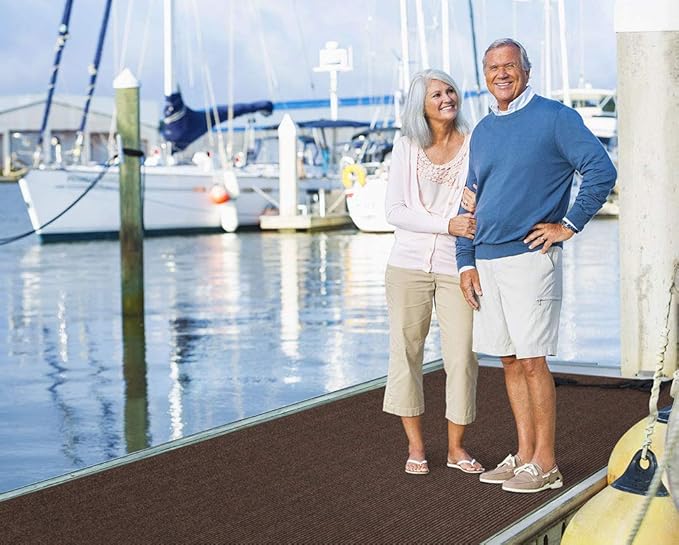 House, Home and More Indoor Outdoor Double-Ribbed Carpet Runner with Skid-Resistant Rubber Backing - Bittersweet Brown - 4 Feet x 30 Feet-Ruum Studio Home