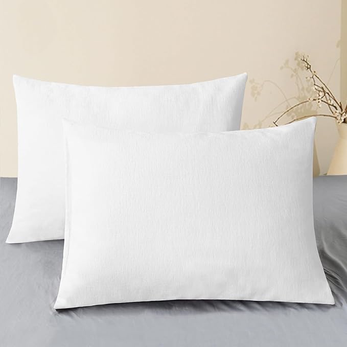 CaliTime Throw Pillow Covers Decorative 20 X 26 Inches Pack of 2 Cozy Chenille Standard Pillow Shams Cases for Couch Sofa Bed Living Room Home True White-Ruum Studio Home