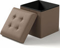 15 Inches Small Folding Storage Ottoman Cube, Storage Footrest, Foot Rest Stool, for Living Room, Bedroom, Dorm, Hallway, Entryway, Brown-Ruum Studio Home