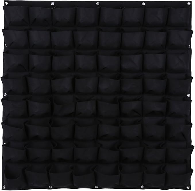 Ogrmar 64 Pockets Vertical Wall Garden Planter Plant Grow Bag for Flower Vegetable for Indoor/Outdoor (64 Pockets, Black)-Ruum Studio Home